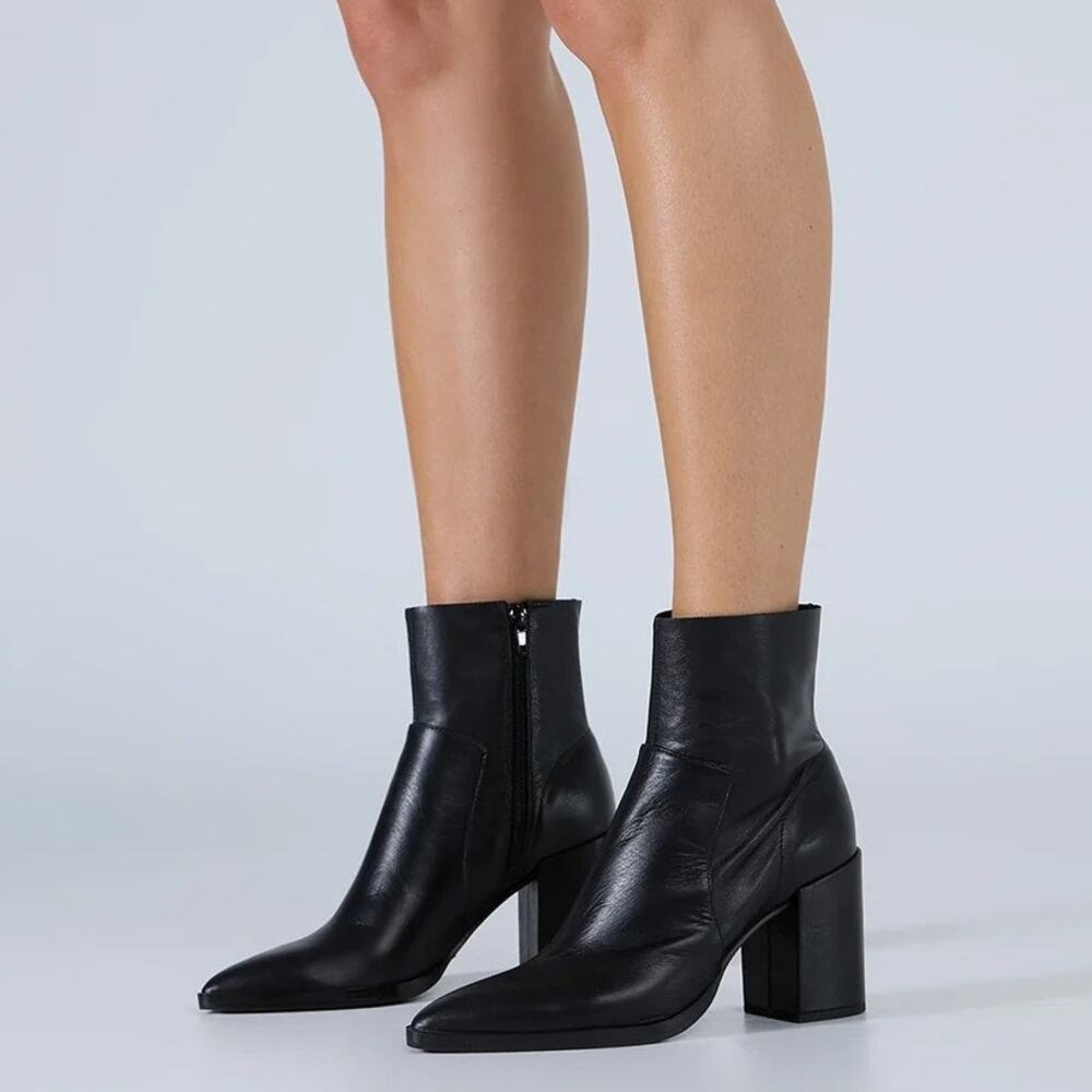 Tony Bianco Brazen Ankle Boots Leather Block Heel Pointed Toe Fall Winter 7.5